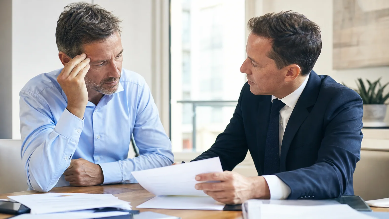 Dirigeant de PME consultant un avocat après la rupture soudaine d'une relation commerciale de longue date